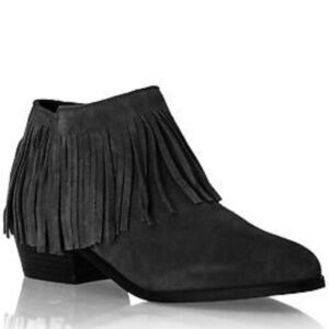 Steve Madden Fringe Black Suede Patzee Womens Size‎ 6.5 Bootie Ankle Boots Shoes